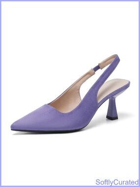 Suede Slingback Kitten Heels Closed Pointed Toe Backless Dress Pumps